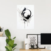 Abstracte Zen Cirkel Zwart En Wit Poster (Thuiskantoor)