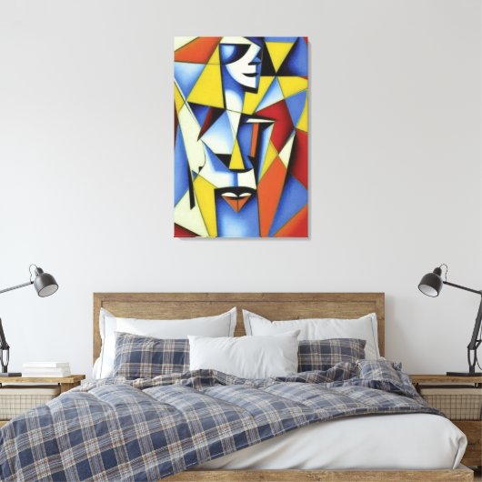 Abstracte Zen Cubist Canvas afdrukken (Insitu (Slaapkamer))