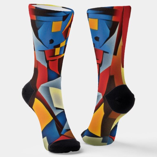 Abstracte Zen Cubist Socks Sokken (Gebogen)