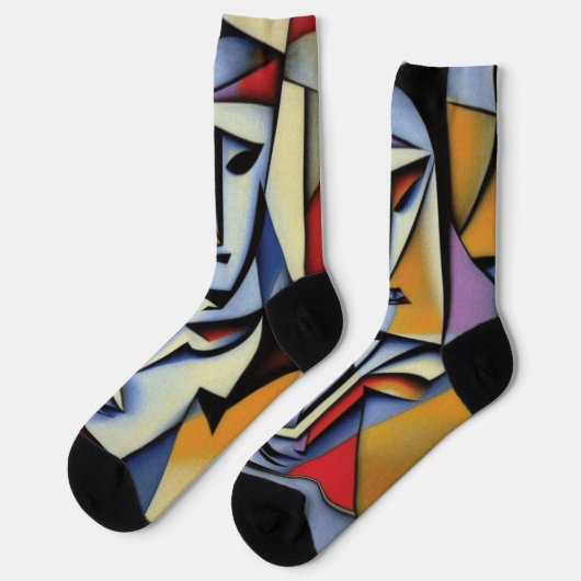 Abstracte Zen Cubist Sokken (Links)