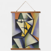 Abstracte Zen Cubist Wood met bovenzijde wandtapij Hangend Wandkleed (Voorkant)