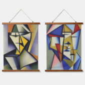 Abstracte Zen Cubist Wood met bovenzijde wandtapij Hangend Wandkleed (Dubbel)