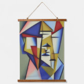 Abstracte Zen Cubist Wood met bovenzijde wandtapij Hangend Wandkleed (Voorkant 2)