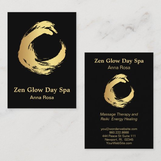 *~* Abstracte Zen Gold Brush Reiki Meditation Visitekaartje (Voorkant / Achterkant)