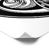 Abstracte Zendala in zwart-wit op cirkel 2 Poster (Hoek)