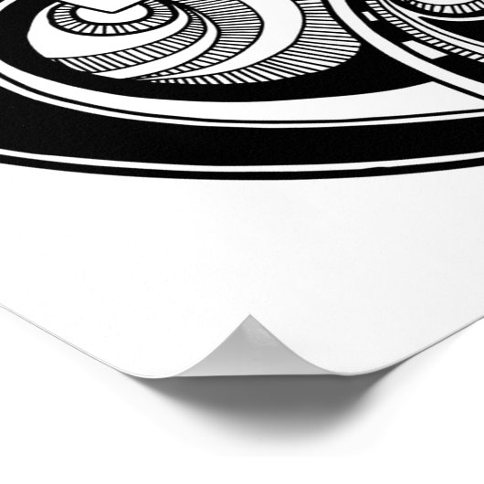 Abstracte Zendala in zwart-wit op cirkel 2 Poster (Hoek)