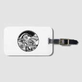 Abstracte Zendala in zwart-wit op cirkel Bagagelabel (Voorkant (horizontaal))