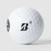 Abstracte Zendala in zwart-wit op cirkel Golfballen (Logo)