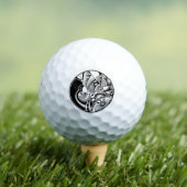 Abstracte Zendala in zwart-wit op cirkel Golfballen (Insitu Shirt)