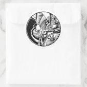 Abstracte Zendala in zwart-wit op cirkel Ronde Sticker (Tas)