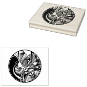 Abstracte Zendala in zwart-wit op cirkel Rubberstempel (Gestempeld)
