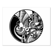 Abstracte Zendala in zwart-wit op cirkel Rubberstempel (Afrduk)