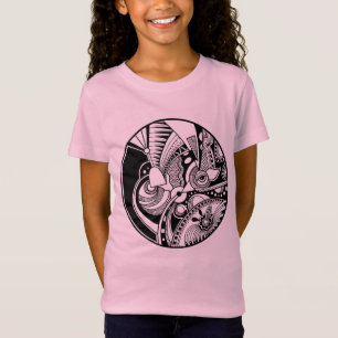 Abstracte Zendala in zwart-wit op cirkel T-shirt