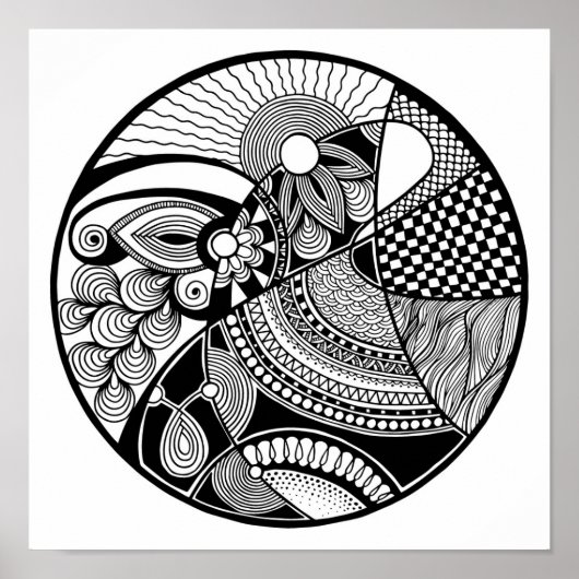 Abstracte Zendala op cirkel 2 Poster (Voorkant)