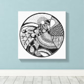 Abstracte Zendala over Cirkel 6 Canvas Afdruk (Insitu (Houten vloer))