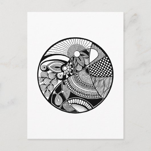 Abstracte Zendala over cirkel Briefkaart (Voorkant)