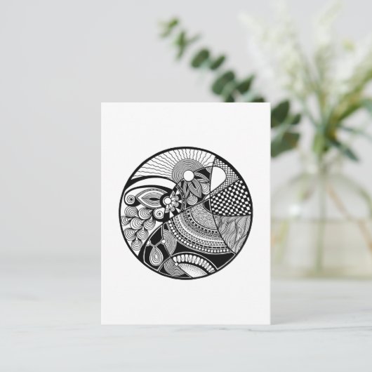 Abstracte Zendala over cirkel Briefkaart (Staand voorkant)