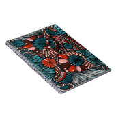 Abstracte Zentangle Turquoise en Koraalrode Spiraa Notitieboek (Rechterzijde)
