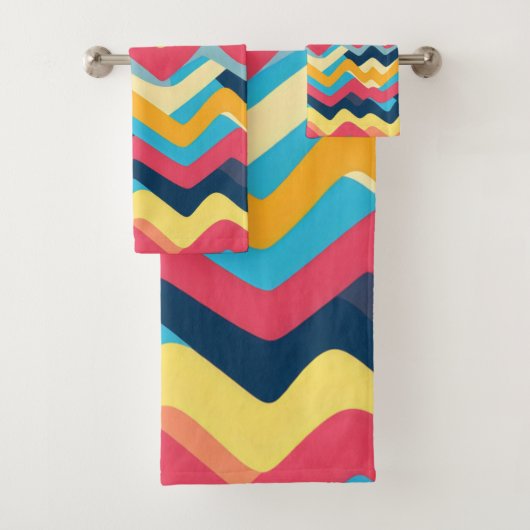 Abstracte Zigzag Wavy kleuren Bad Handdoek (Insitu)