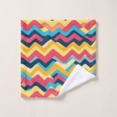 Abstracte Zigzag Wavy kleuren Bad Handdoek (Wasdoekje)