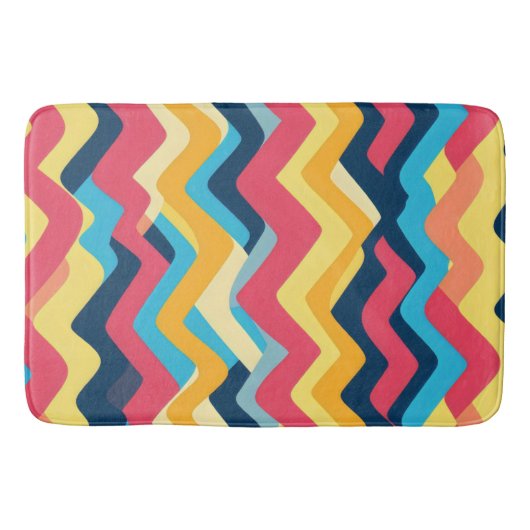 Abstracte zigzaggende golvende kleuren badmat (Voorkant)