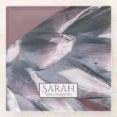 Abstracte zilveranassekieken glazen onderzetter (Voorkant)