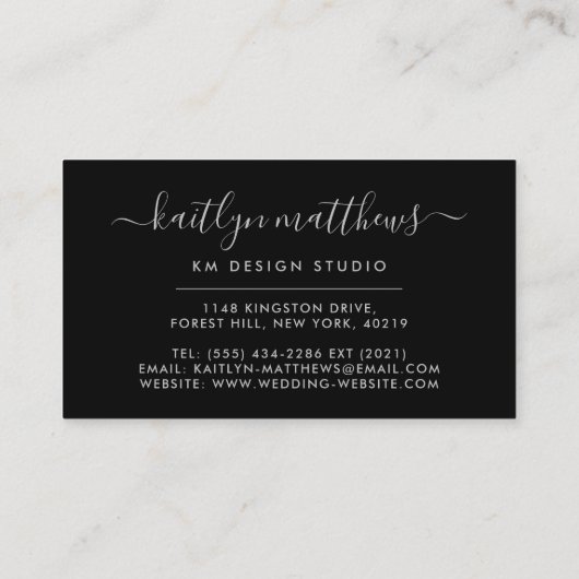 Abstracte Zilvercirkels Monongram Visitekaartje (Achterkant)