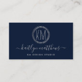 Abstracte Zilvercirkels Monongram Visitekaartje (Voorkant)