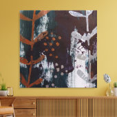 Abstracte zilveren en koperen kunst op Blauwgroen  Canvas Afdruk (Insitu (Woonkamer))