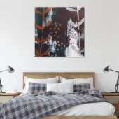 Abstracte zilveren en koperen kunst op Blauwgroen  Canvas Afdruk (Insitu (Slaapkamer))