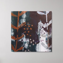 Abstracte zilveren en koperen kunst op Blauwgroen  Canvas Afdruk