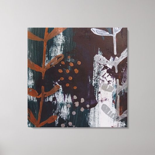 Abstracte zilveren en koperen kunst op Blauwgroen  Canvas Afdruk (Voorkant)