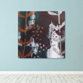 Abstracte zilveren en koperen kunst op Blauwgroen  Canvas Afdruk (Insitu (Houten vloer))