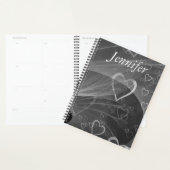 Abstracte Zilveren Hartjes en Gepersonaliseerde Gr Planner (Display)