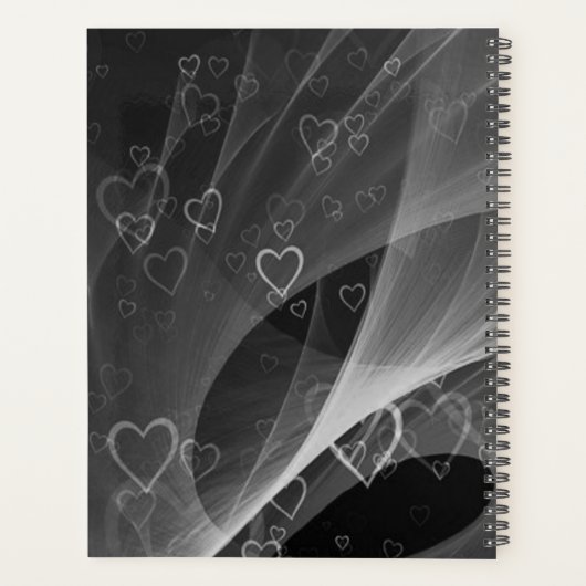 Abstracte Zilveren Hartjes en Gepersonaliseerde Gr Planner (Achterkant)