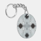 Abstracte zilvergrijze zwarte witte verf Fluid Art Sleutelhanger (Voorkant Links)
