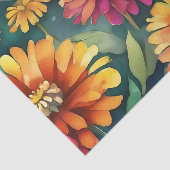 Abstracte Zinnia Kleurrijke Bloemen Waterverf Tissuepapier (Detail)