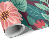 Abstracte Zinnia's Vlinders Inpakpapier (Rol Hoek)