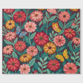 Abstracte Zinnia's Vlinders Inpakpapier (Vlak)