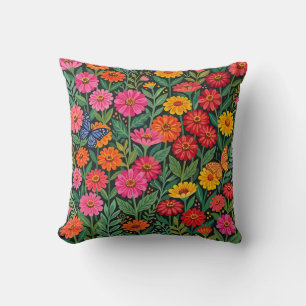 Abstracte Zinnias Vlinders Kussen
