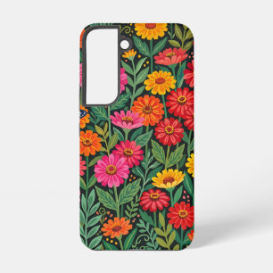 Abstracte Zinnias Vlinders Tuin Samsung Hoezen Galaxy Hoesje