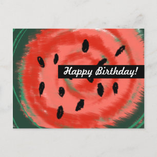 Abstracte Zomer Draaikolk Rode Watermeloen Briefkaart