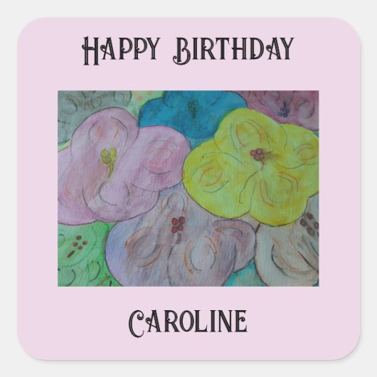 Abstracte zomer-Floral - Aangepaste ticker Vierkante Sticker (Voorkant)