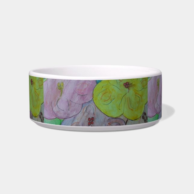 Abstracte zomer Floral Pet Bowl Voerbakje (Voorkant)