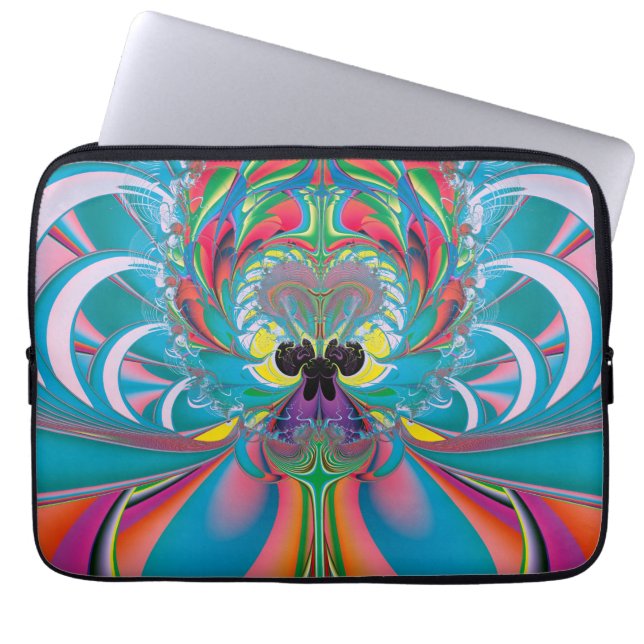 Abstracte Zomer Vlinder Kunst Laptop Sleeve (Voorkant)