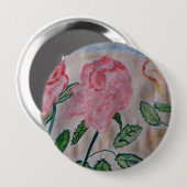 Abstracte zomerbadge Rozen Ronde Button 4,0 Cm (Voorkant /achterkant)