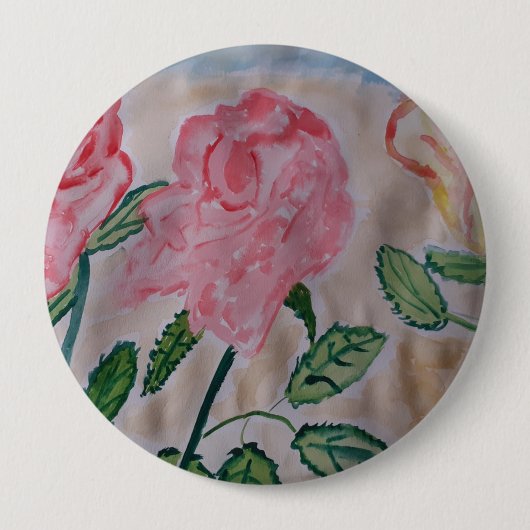 Abstracte zomerbadge Rozen Ronde Button 4,0 Cm (Voorkant)
