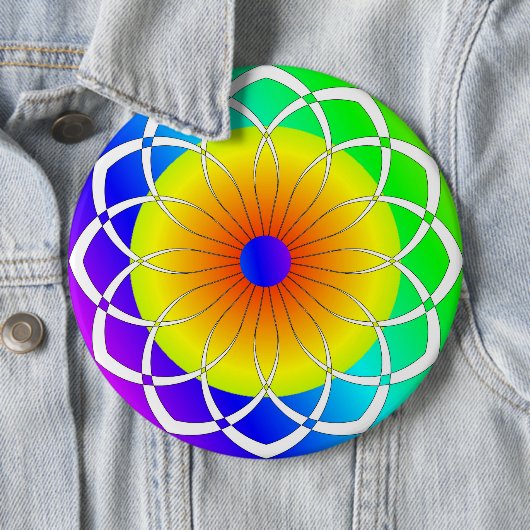 Abstracte zomerbloem ronde button 6,0 cm (In situ)