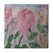 Abstracte zomerkeramische Rozen Tegeltje (Voorkant)