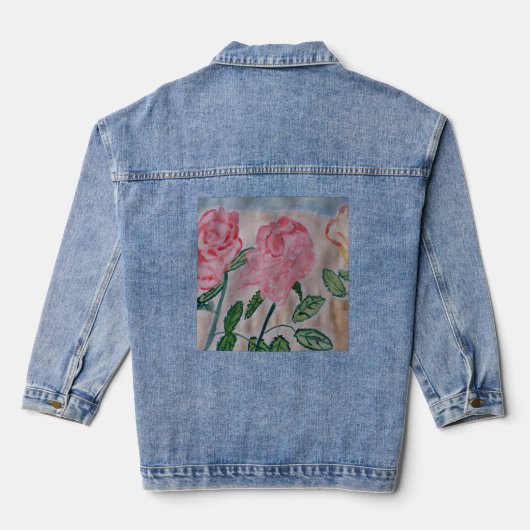 Abstracte zomerRozen Denim Jacket (Achterkant)